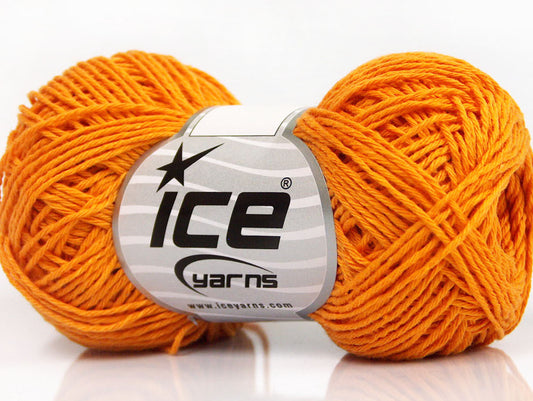 Lot of 8 Skeins Ice Yarns NATURAL COTTON FINE (100% Cotton) Yarn Light Orange