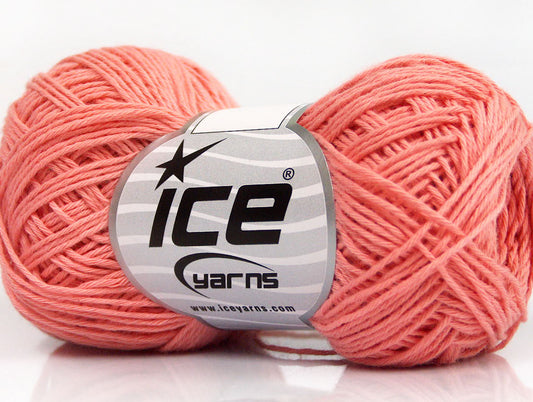 Lot of 8 Skeins Ice Yarns NATURAL COTTON FINE (100% Cotton) Yarn Salmon