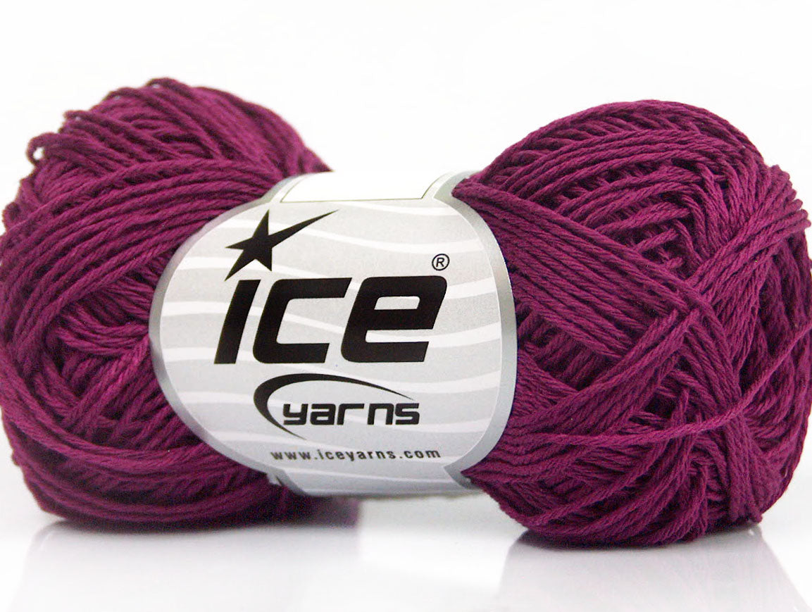 Lot of 8 Skeins ICE NATURAL COTTON FINE (100% Cotton) Hand Knitting Yarn Maroon