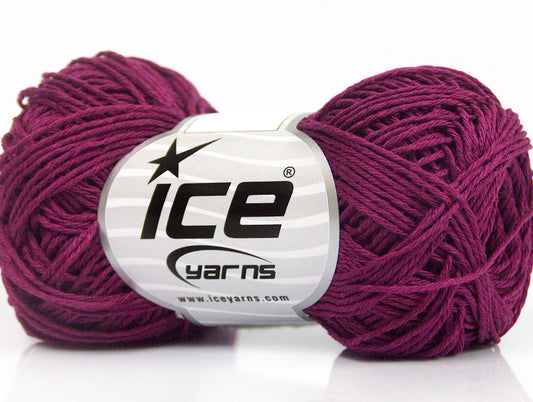 Lot of 8 Skeins ICE NATURAL COTTON FINE (100% Cotton) Hand Knitting Yarn Maroon