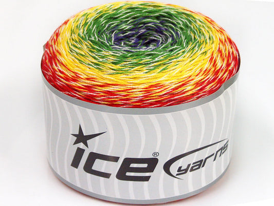 Lot of 2 x 150gr Skeins ICE CAKES REMIX (50% Cotton) Yarn Red Yellow Green Purple White