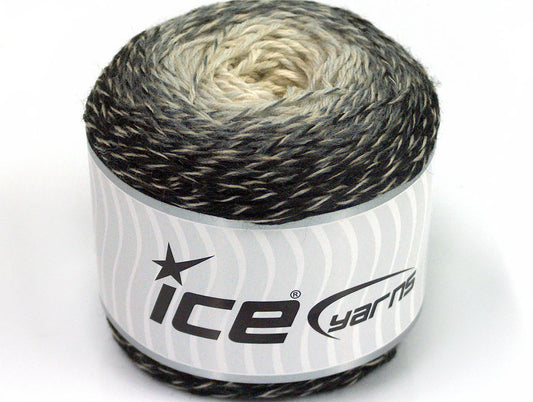 Lot of 2 Skeins ICE CAKES SOCK (75% Superwash Wool) Yarn Black Grey Shades White