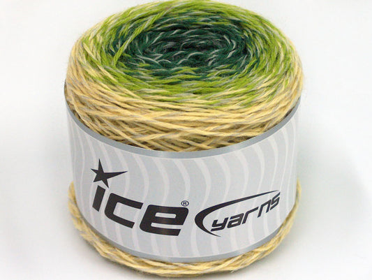 Lot of 2 Skeins ICE CAKES SOCK (75% Superwash Wool) Yarn Cream Green Shades Grey