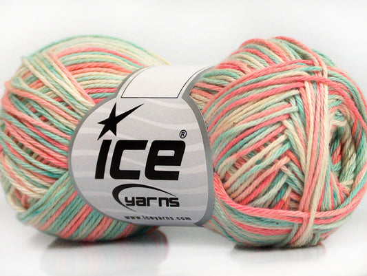 Lot of 8 Skeins Ice Yarns RIMINI COLOR Yarn Salmon Turquoise Cream