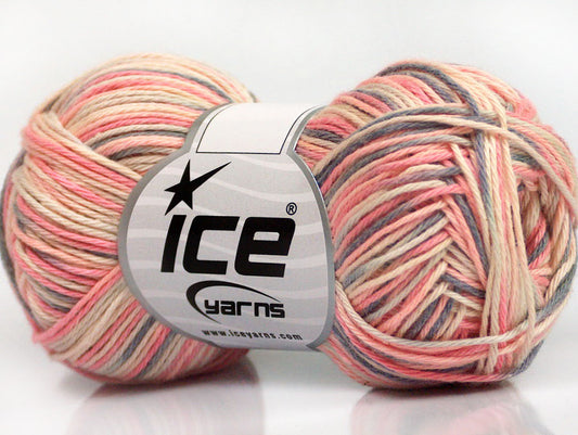 Lot of 8 Skeins Ice Yarns RIMINI COLOR Yarn Pink Shades Grey Cream