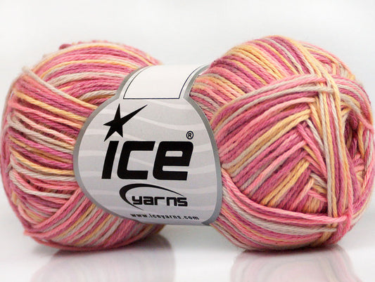Lot of 8 Skeins Ice Yarns RIMINI COLOR Yarn Orchid Pink Yellow Light Grey