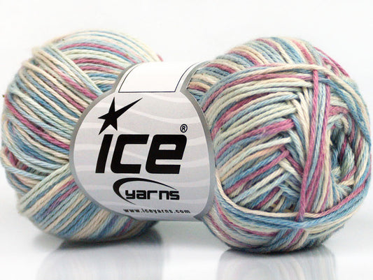 Lot of 8 Skeins ICE RIMINI COLOR Hand Knitting Yarn Orchid Blue Shades Cream