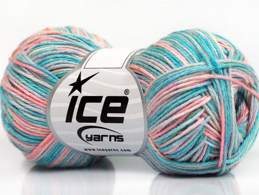 Lot of 8 Skeins Ice Yarns RIMINI COLOR Yarn Turquoise Blue Pink Lilac