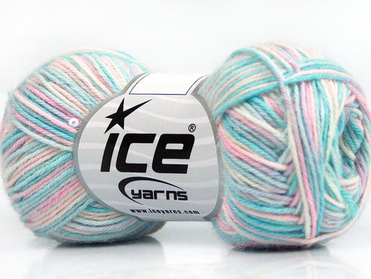 Lot of 8 Skeins ICE SALE BEAD-SEQUIN (10% Angora 20% Wool) Yarn Turquoise Pink Lilac White