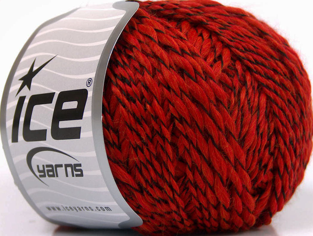 Lot of 8 Skeins ICE FLAMME DUO Hand Knitting Yarn Red Black