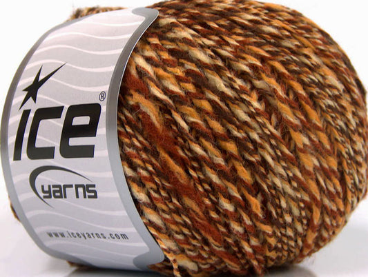 Lot of 8 Skeins ICE SALE WINTER (50% Wool) Yarn Brown Shades Cream