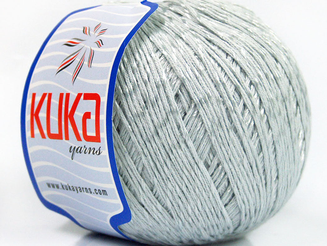 Lot of 4 x 100gr Skeins KUKA SUMMER MERCERIZED (70% Mercerized Cotton 30% Viscose) Yarn Light Grey