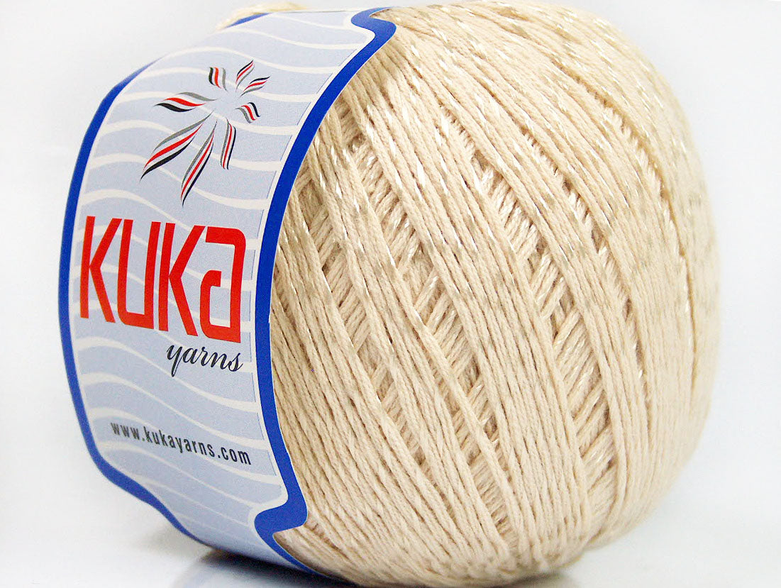 Lot of 4 x 100gr Skeins KUKA SUMMER MERCERIZED (70% Mercerized Cotton 30% Viscose) Yarn Dark Cream