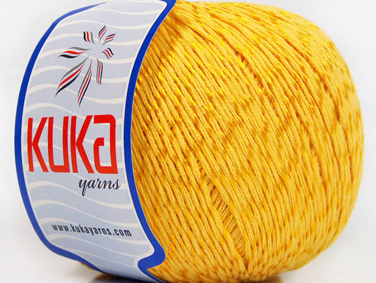Lot of 4 x 100gr Skeins KUKA SUMMER MERCERIZED (70% Mercerized Cotton 30% Viscose) Yarn Gold