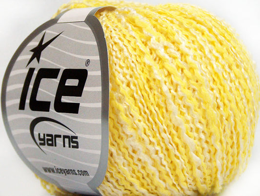 Lot of 8 Skeins ICE ANTONIO Hand Knitting Yarn Yellow White