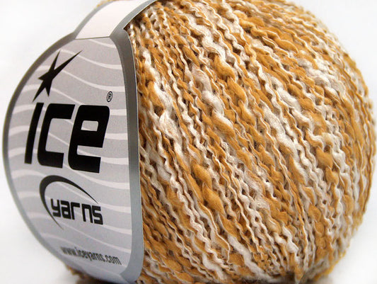 Lot of 8 Skeins ICE ANTONIO Hand Knitting Yarn Light Brown White