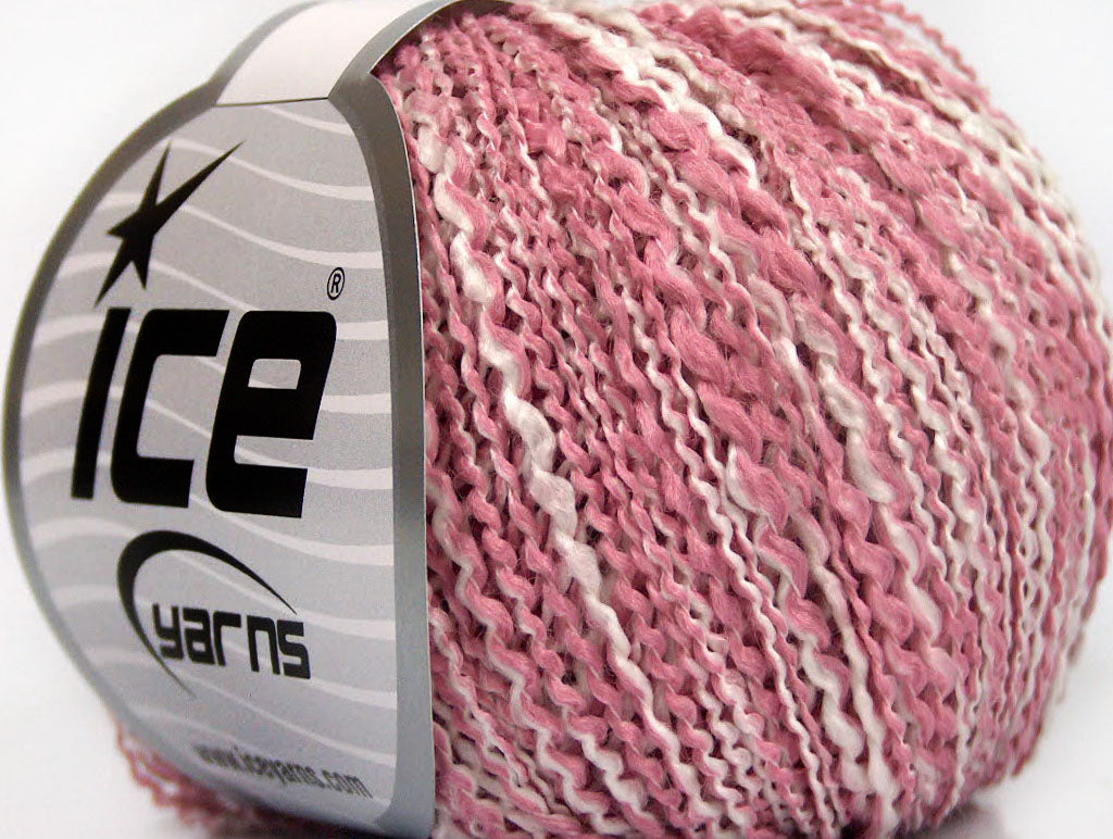 Lot of 8 Skeins ICE ANTONIO Hand Knitting Yarn Rose Pink White