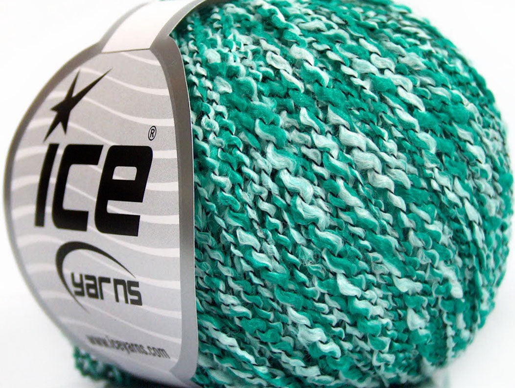 Lot of 8 Skeins ICE ANTONIO Hand Knitting Yarn Green White