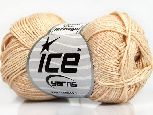 Lot of 6 Skeins Ice Yarns COTTON FINE MELANGE (100% Mercerized Cotton) Yarn Powder Pink