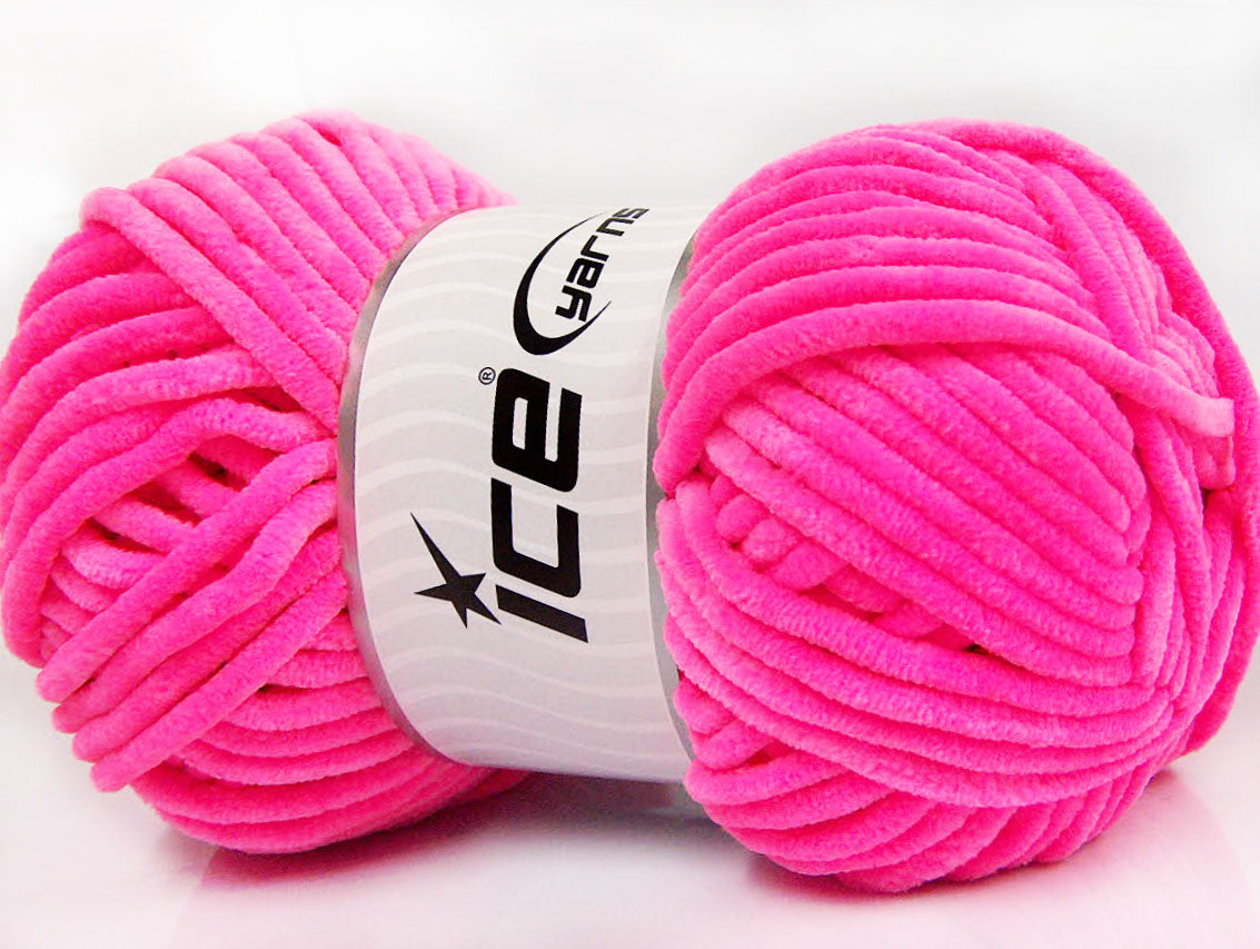 Lot of 4 x 100gr Skeins Ice Yarns CHENILLE ARAN (100% Microfiber) Yarn Pink