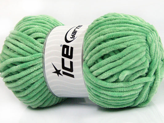 Lot of 4 x 100gr Skeins ICE CHENILLE ARAN (100% Microfiber) Yarn Mint Green