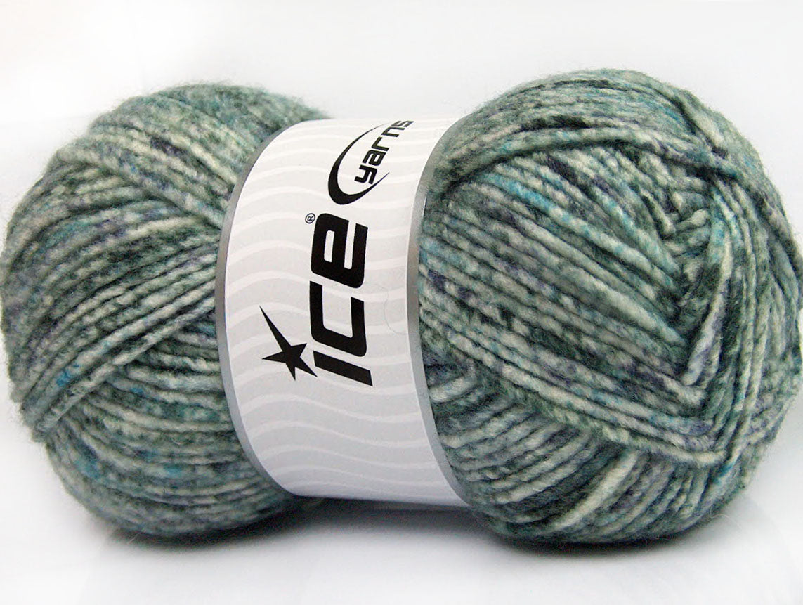 Lot of 4 x 100gr Skeins Ice Yarns WOOL MELANGE (30% Wool) Yarn Grey Shades Turquoise White