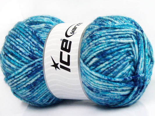 Lot of 4 x 100gr Skeins Ice Yarns WOOL MELANGE (30% Wool) Yarn Turquoise Shades