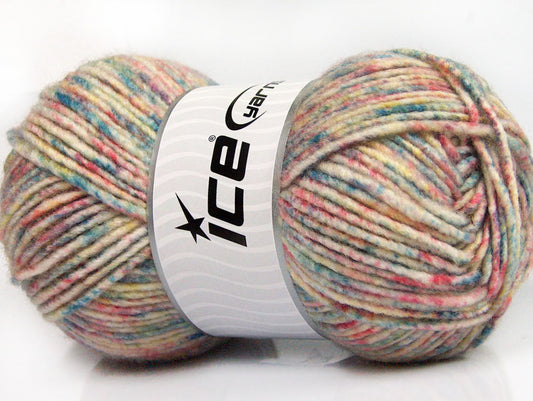 Lot of 4 x 100gr Skeins Ice Yarns WOOL MELANGE (30% Wool) Yarn Pastel Colors