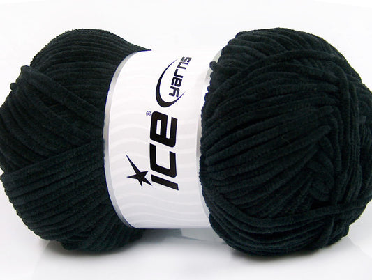 Lot of 4 x 100gr Skeins Ice Yarns CHENILLE DK (100% MicroFiber) Yarn Black