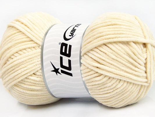 Lot of 4 x 100gr Skeins Ice Yarns CHENILLE DK (100% MicroFiber) Yarn Cream