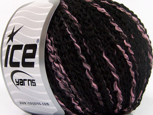 Lot of 8 Skeins ICE ANTONIO Hand Knitting Yarn Black Pink