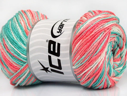 Lot of 4 x 100gr Skeins Ice Yarns DREAM Yarn Mint Green Salmon Shades White
