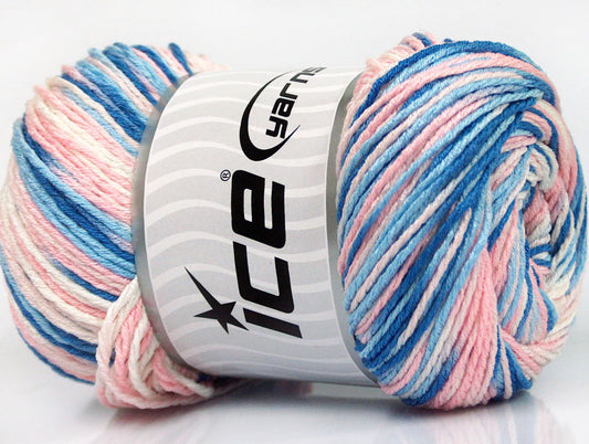 Lot of 4 x 100gr Skeins Ice Yarns DREAM Yarn Blue Shades Light Pink White
