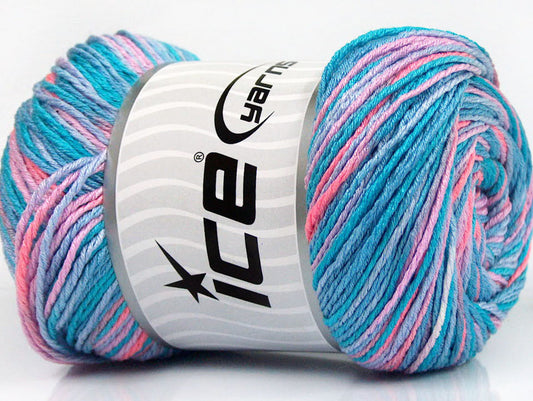Lot of 4 x 100gr Skeins Ice Yarns DREAM Yarn Turquoise Shades Salmon Lilac