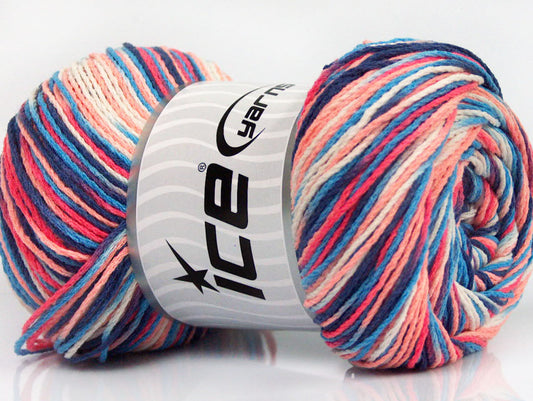 Lot of 4 x 100gr Skeins Ice Yarns DREAM Yarn Blue Shades Salmon Shades White