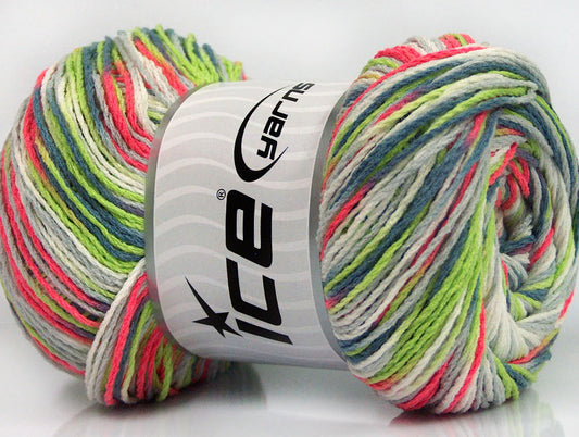 Lot of 4 x 100gr Skeins Ice Yarns DREAM Yarn Jeans Blue Grey Neon Green Neon Pink White