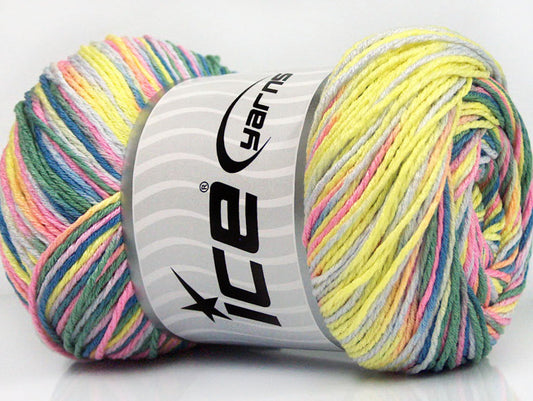 Lot of 4 x 100gr Skeins Ice Yarns DREAM Yarn Neon Yellow Khaki Blue Pink lilac
