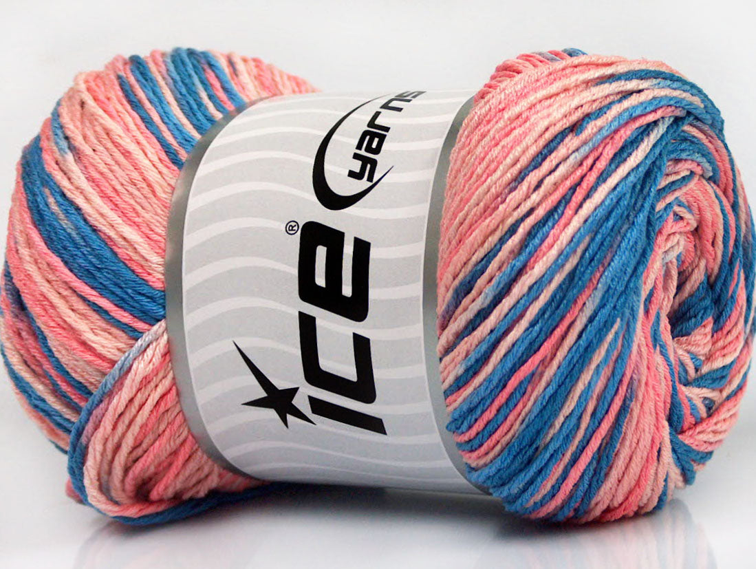 Lot of 4 x 100gr Skeins Ice Yarns DREAM Yarn Blue Shades Salmon Shades