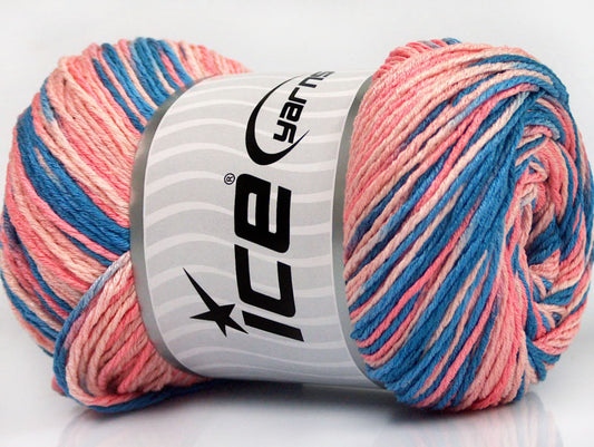 Lot of 4 x 100gr Skeins Ice Yarns DREAM Yarn Blue Shades Salmon Shades