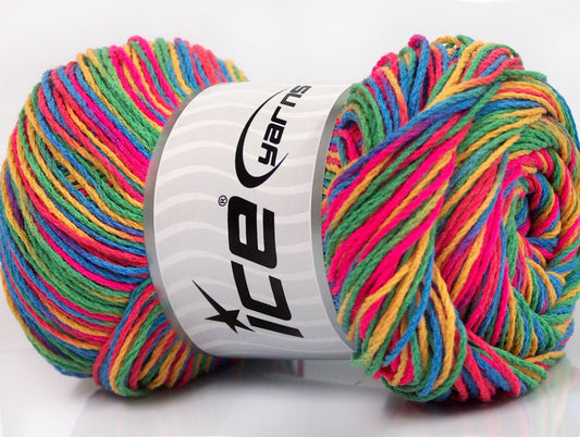 Lot of 4 x 100gr Skeins Ice Yarns DREAM Yarn Neon Pink Green Blue Gold