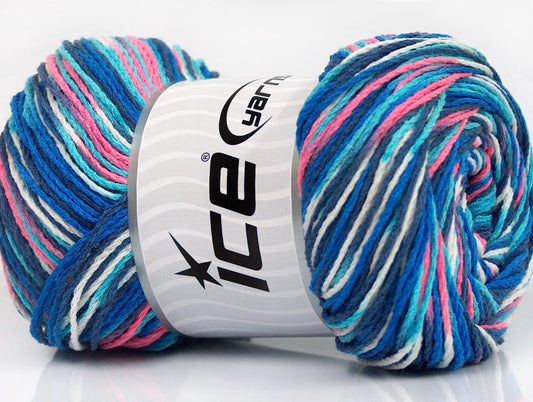 Lot of 4 x 100gr Skeins Ice Yarns DREAM Yarn Blue Shades Navy Pink White