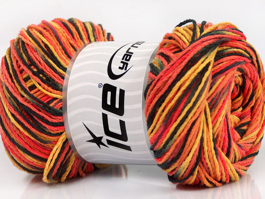 Lot of 4 x 100gr Skeins Ice Yarns DREAM Yarn Black Salmon Shades Gold