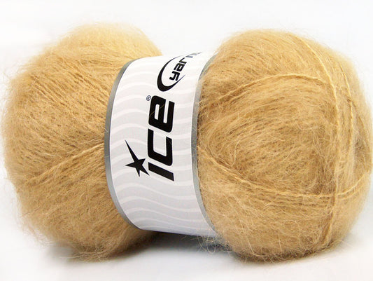 Lot of 4 x 100gr Skeins ICE MOHAIR (70% Mohair) Hand Knitting Yarn Light Brown