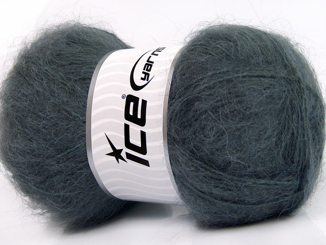 Lot of 4 x 100gr Skeins ICE MOHAIR (70% Mohair) Yarn Anthracite Black