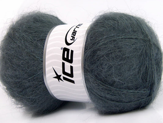 Lot of 4 x 100gr Skeins ICE MOHAIR (70% Mohair) Yarn Anthracite Black