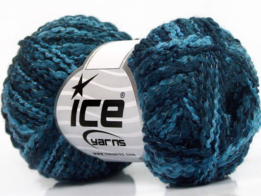 Lot of 8 Skeins ICE MURANO Hand Knitting Yarn Navy Turquoise