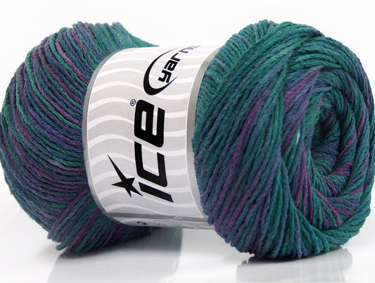 Lot of 4 x 100gr Skeins Ice Yarns DREAM Yarn Turquoise Shades Purple Shades