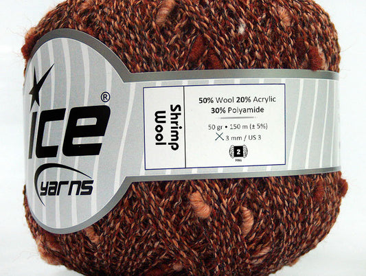 Lot of 6 Skeins ICE SHRIMP WOOL (50% Wool) Yarn Copper Light Orange