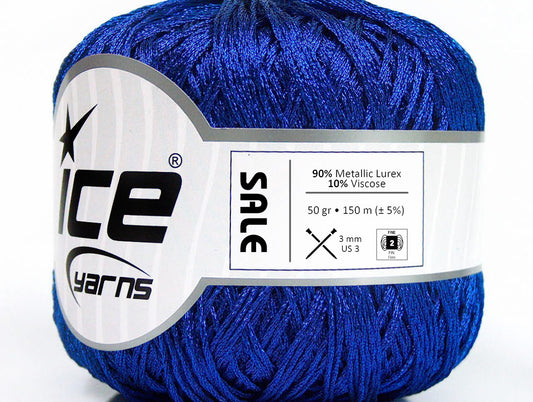 Lot of 6 Skeins ICE SALE METALLIC (10% Viscose) Hand Knitting Yarn Blue