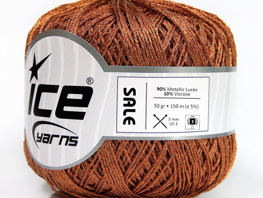 Lot of 6 Skeins ICE SALE METALLIC (10% Viscose) Hand Knitting Yarn Copper